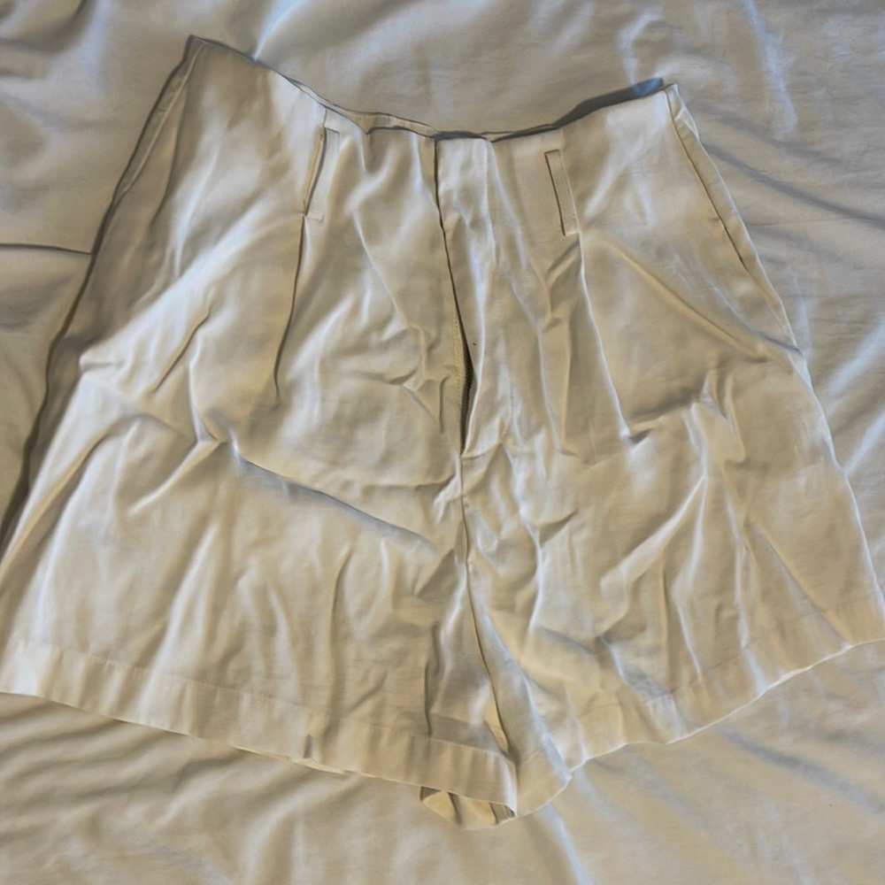 White high waist dress shorts